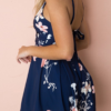 Sexy Floral Backless With Bow V Neck Regular Jumpsuits