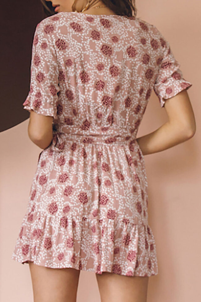 Fashion Casual Print Split Joint V Neck A Line Dresses