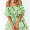 Fashion Street Print Split Joint Off the Shoulder A Line Dresses