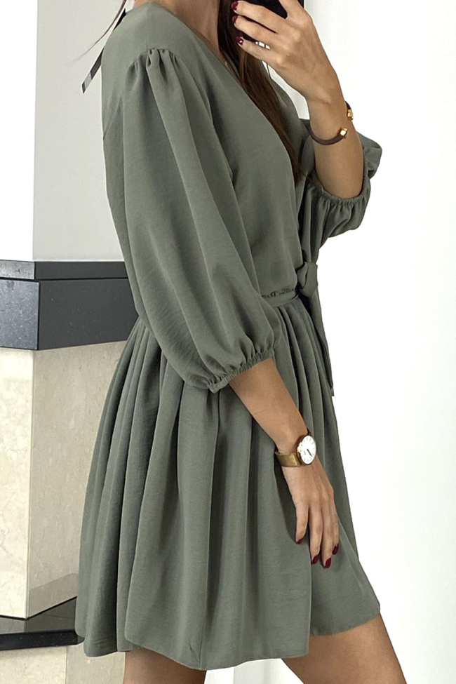 Casual Solid Bandage V Neck A Line Dresses