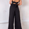 Fashion Solid Backless V Neck Loose Jumpsuits