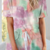 Living Tie Dye Split Joint O Neck Short Sleeve Two Pieces