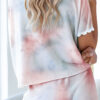 Living Tie Dye Split Joint O Neck Short Sleeve Two Pieces