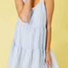 Casual Striped Split Joint Spaghetti Strap Princess Dresses