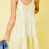 Casual Striped Split Joint Spaghetti Strap Princess Dresses