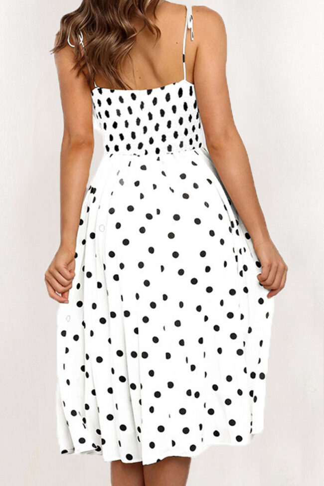 Fashion Street Dot Split Joint Spaghetti Strap Princess Dresses