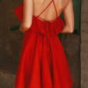 Street Solid Backless Flounce Spaghetti Strap Sling Dress Dress