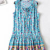 Fashion Street Print Split Joint V Neck A Line Dresses