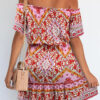 Elegant Print Split Joint Off the Shoulder A Line Dresses