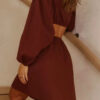 Fashion Sexy Solid Hollowed Out V Neck A Line Dresses