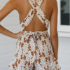 Fashion Sexy Print Backless V Neck Loose Jumpsuits
