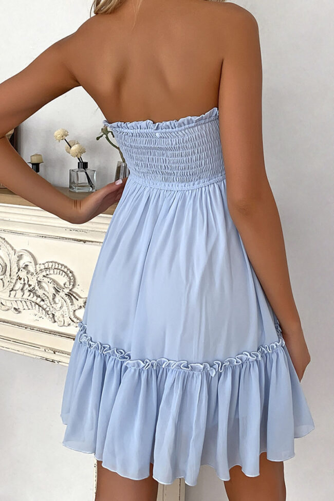 Fashion Sweet Solid Split Joint Strapless Princess Dresses