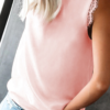 Casual Solid Lace Split Joint V Neck T-Shirts