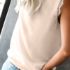 Casual Solid Lace Split Joint V Neck T-Shirts