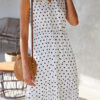 Fashion Casual Dot Split Joint V Neck A Line Dresses