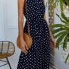 Fashion Casual Dot Split Joint V Neck A Line Dresses