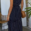 Fashion Casual Dot Split Joint V Neck A Line Dresses