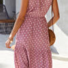 Fashion Casual Dot Split Joint V Neck A Line Dresses