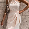 Simplicity Solid Split Joint One Shoulder Irregular Dresses