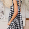 Fashion Casual Plaid Split Joint Square Collar A Line Dresses