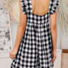 Fashion Casual Plaid Split Joint Square Collar A Line Dresses