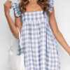 Fashion Casual Plaid Split Joint Square Collar A Line Dresses