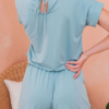Casual Solid Draw String Without Belt O Neck Regular Jumpsuits