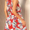 Fashion Street Print Split Joint O Neck A Line Dresses