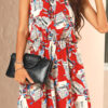 Fashion Street Print Split Joint O Neck A Line Dresses