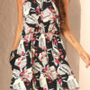 Fashion Street Print Split Joint O Neck A Line Dresses