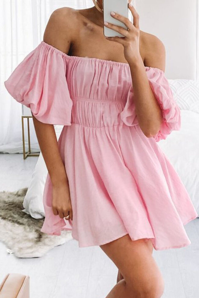Fashion Casual Solid Split Joint Off the Shoulder A Line Dresses