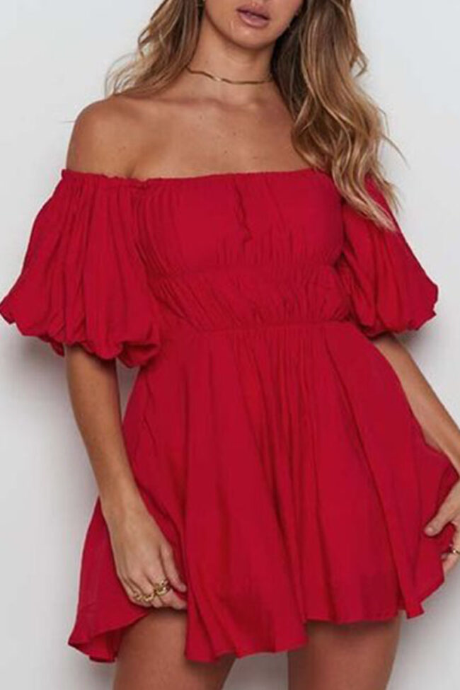 Fashion Casual Solid Split Joint Off the Shoulder A Line Dresses