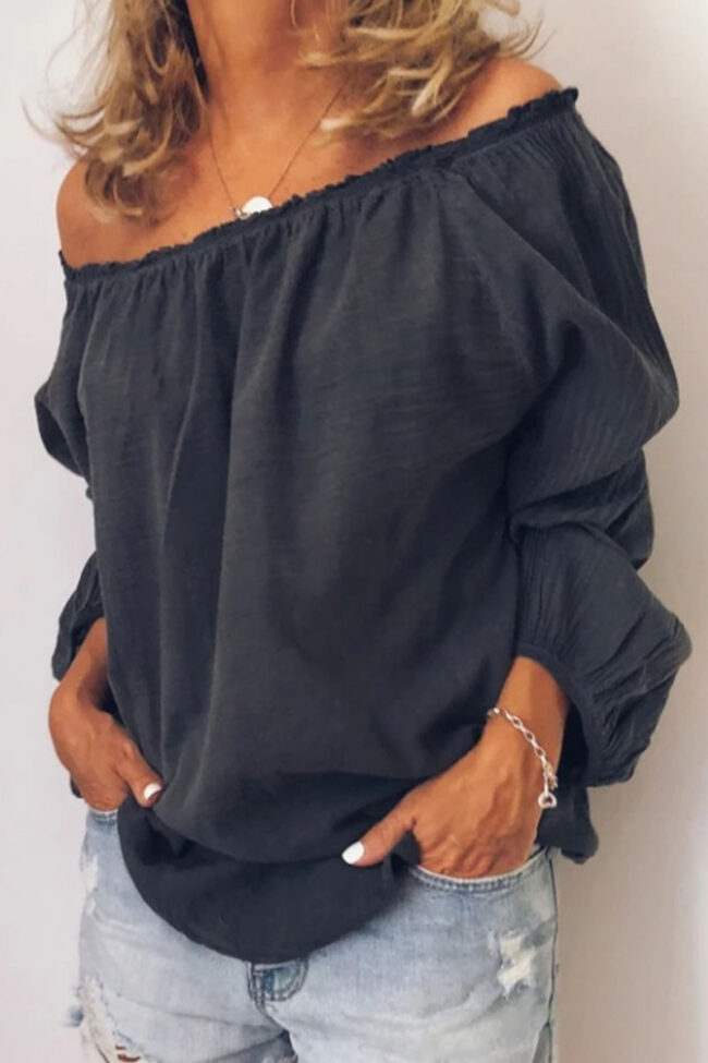 Fashion Casual Solid Split Joint Off the Shoulder Tops