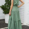 Fashion Vintage Print Split Joint O Neck Princess Dresses