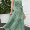 Fashion Vintage Print Split Joint O Neck Princess Dresses