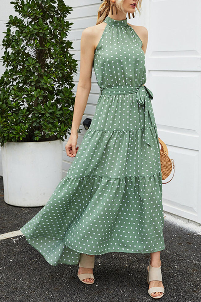 Fashion Vintage Print Split Joint O Neck Princess Dresses