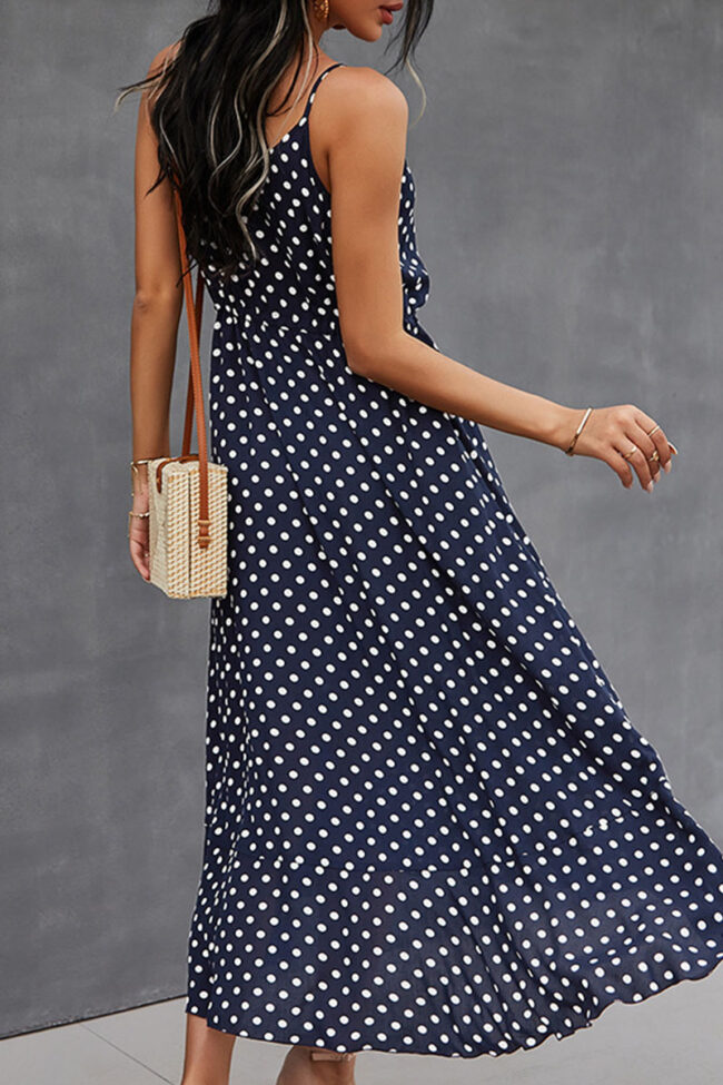 Fashion Street Print Split Joint V Neck A Line Dresses