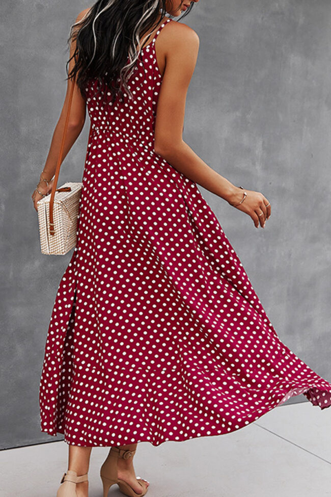 Fashion Street Print Split Joint V Neck A Line Dresses