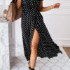 Fashion Sexy Dot Slit V Neck Printed Dresses