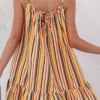 Sweet Striped Patchwork Flounce Spaghetti Strap A Line Dresses