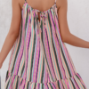 Sweet Striped Patchwork Flounce Spaghetti Strap A Line Dresses