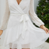 Simplicity Solid Frenulum V Neck Waist Skirt Dresses