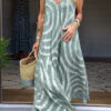 Bohemian Striped Split Joint Spaghetti Strap Sling Dresses