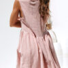 Fashion Street Solid Split Joint O Neck Pleated Dresses