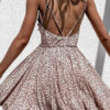 Fashion Sweet Print Backless V Neck Princess Dresses