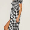 Elegant Plaid Split Joint Slit Square Collar Waist Skirt Dresses