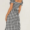 Elegant Plaid Split Joint Slit Square Collar Waist Skirt Dresses