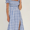 Elegant Plaid Split Joint Slit Square Collar Waist Skirt Dresses