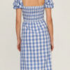 Elegant Plaid Split Joint Slit Square Collar Waist Skirt Dresses