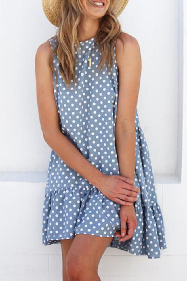 Fashion Street Dot Split Joint O Neck Irregular Dresses